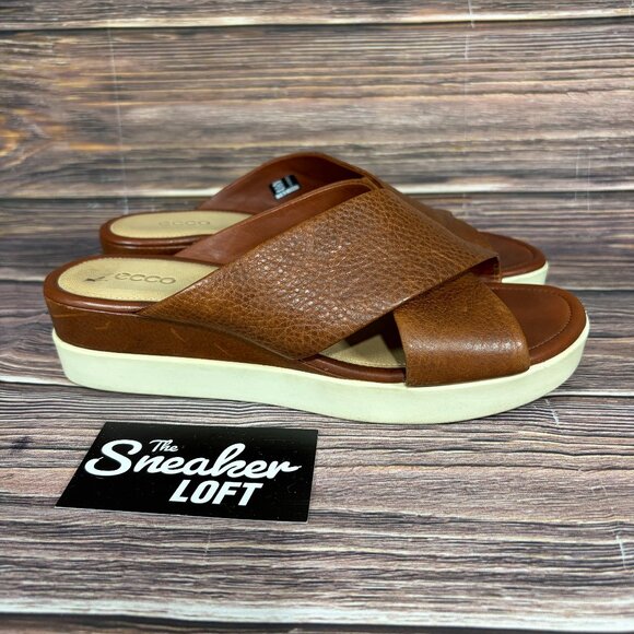 Ecco Touch Slide Women's Brown Leather Slide Sandals - Picture 1 of 8